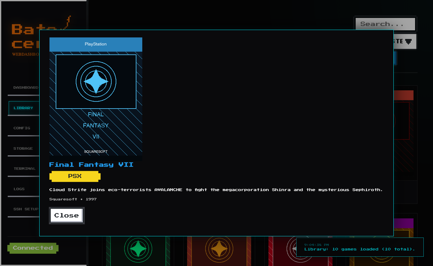 Game detail — developer, description, year